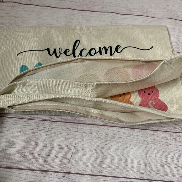 Easter Bunny Peeps Pillowcase Set of 2 Pillow Covers Rabbit Peeps Welcome 20x12 - Picture 8 of 14